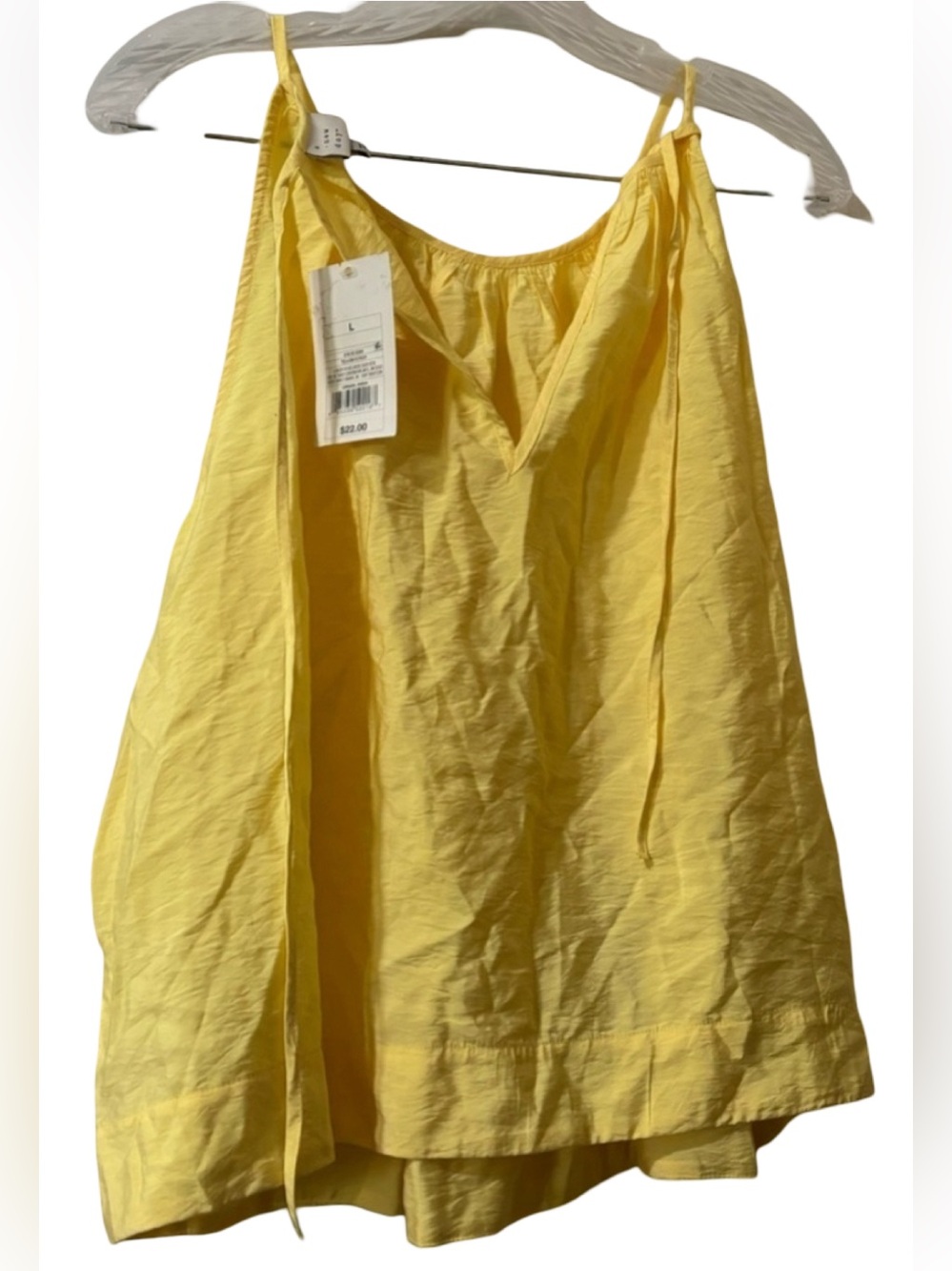 A New Day Yellow Tie Front Blouse Women's L Short Sleeve NWT Summer Top